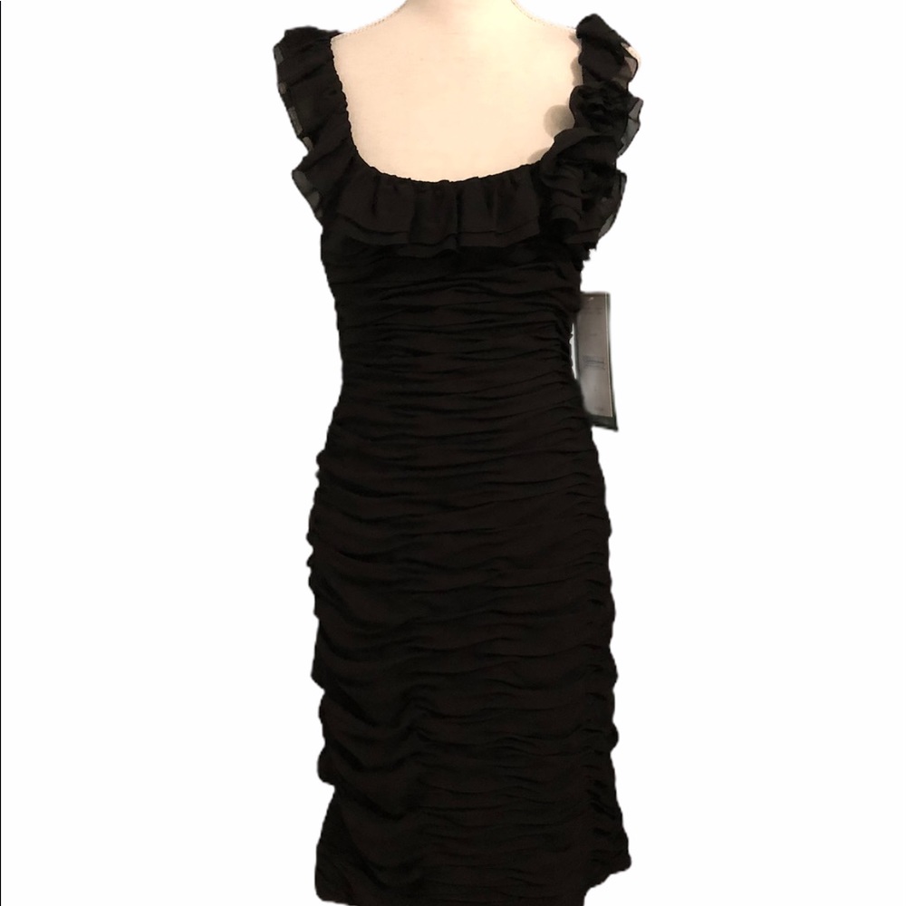 Liliana black ruffle ruched lbd dress
